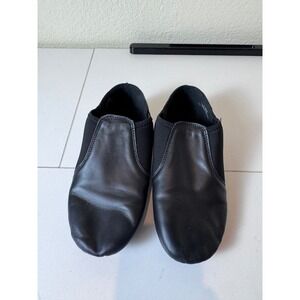 Stelle Jazz Shoes Women Size 3.5 Leather Elastic Inset Black Minimalist Dance